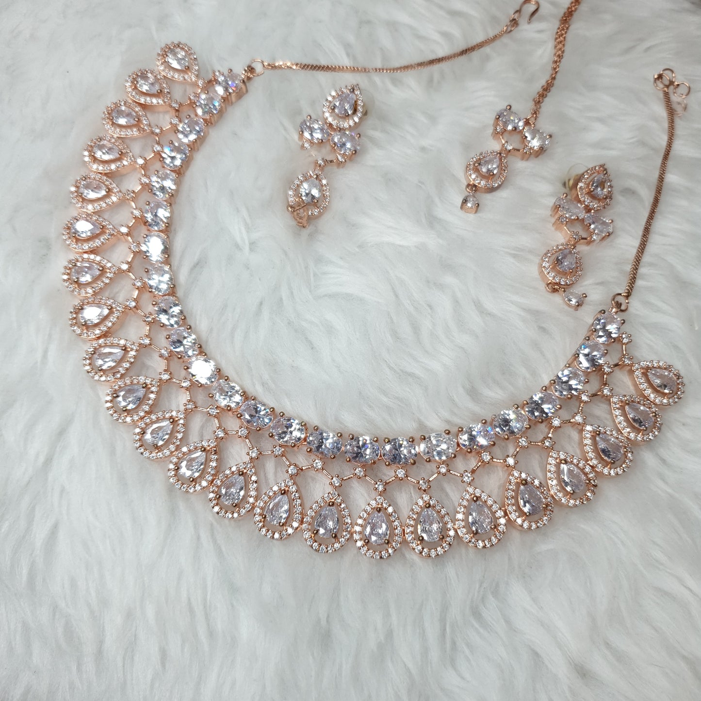 Crystal Drop 3pc Necklace Set