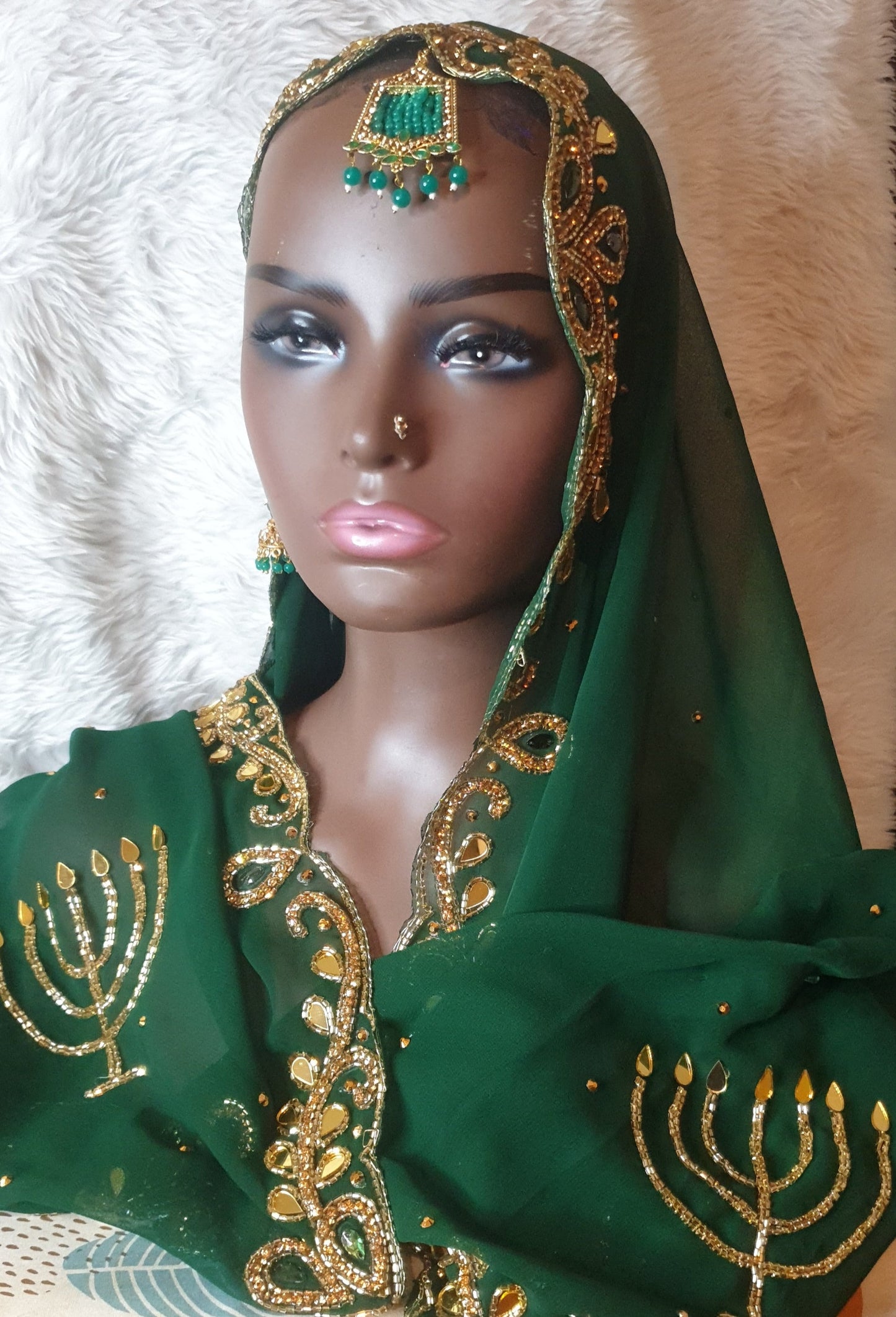 Royalty Israelite Menorah Veil Shawl Bride HeadWrap 12 tribes