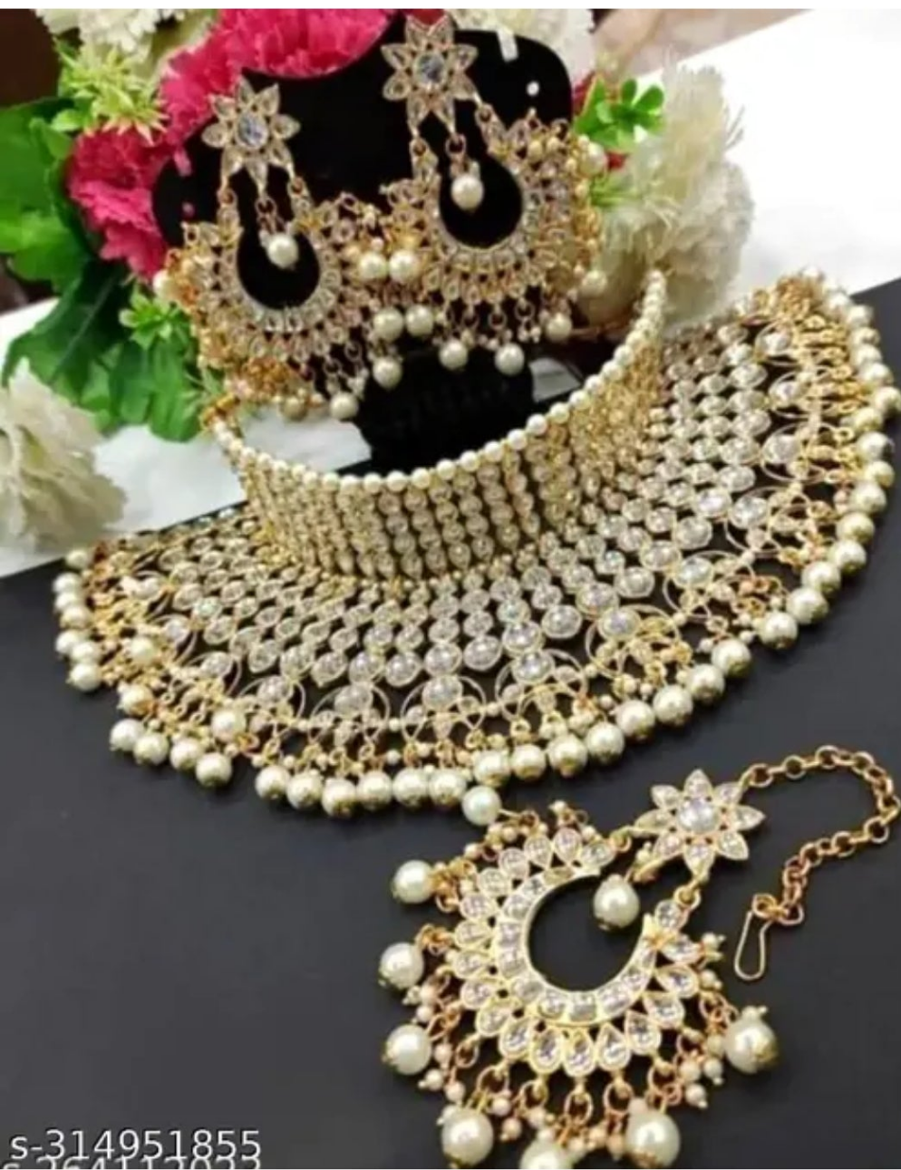 Beaded pearl 3pc Choker Bead Set