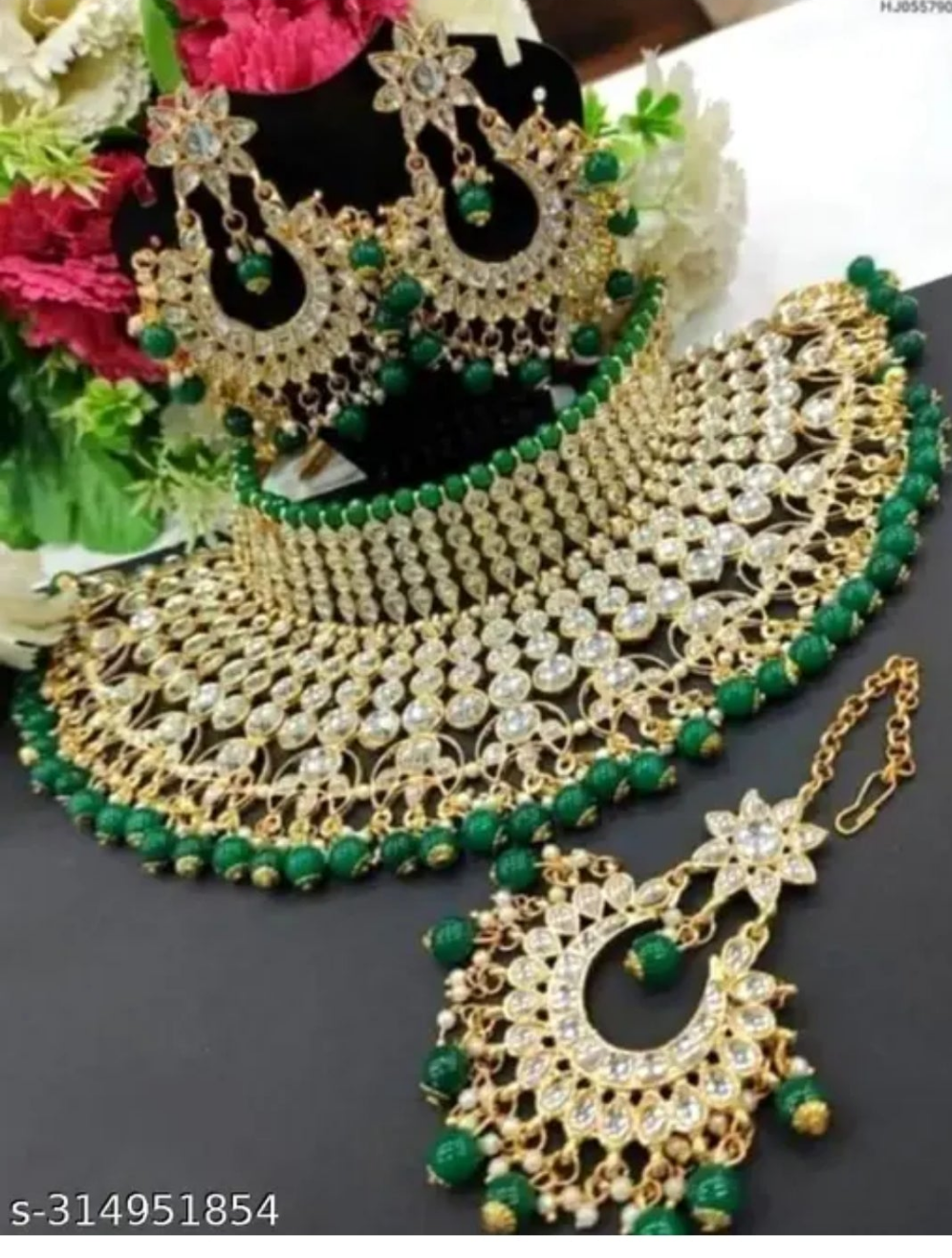 Beaded pearl 3pc Choker Bead Set