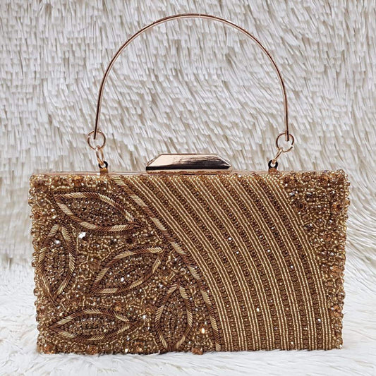 Golden Leaf Embellished Evening Clutch