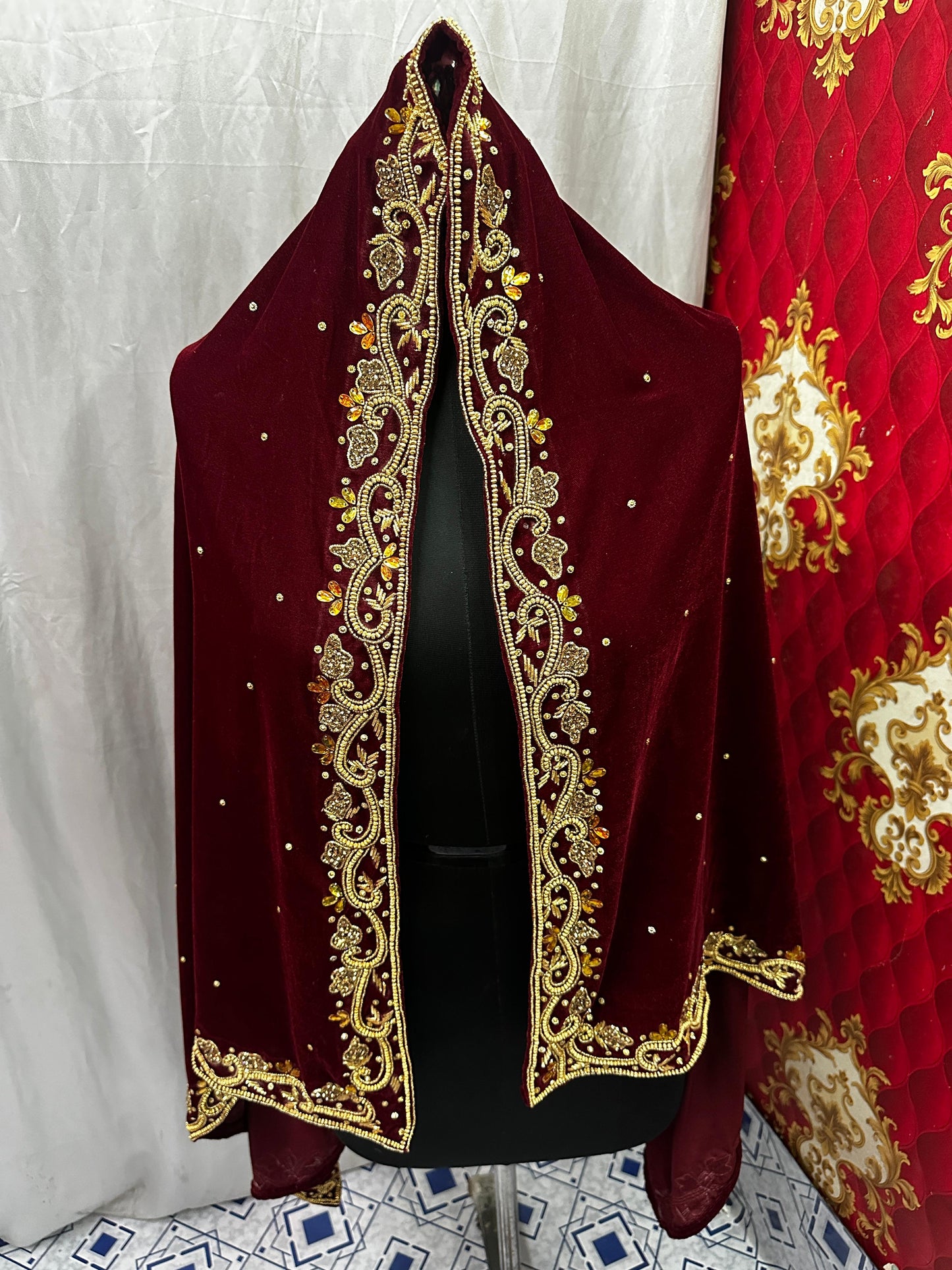 12 Tribe Logo Velvet Hand embroidery Headwrap Shawl