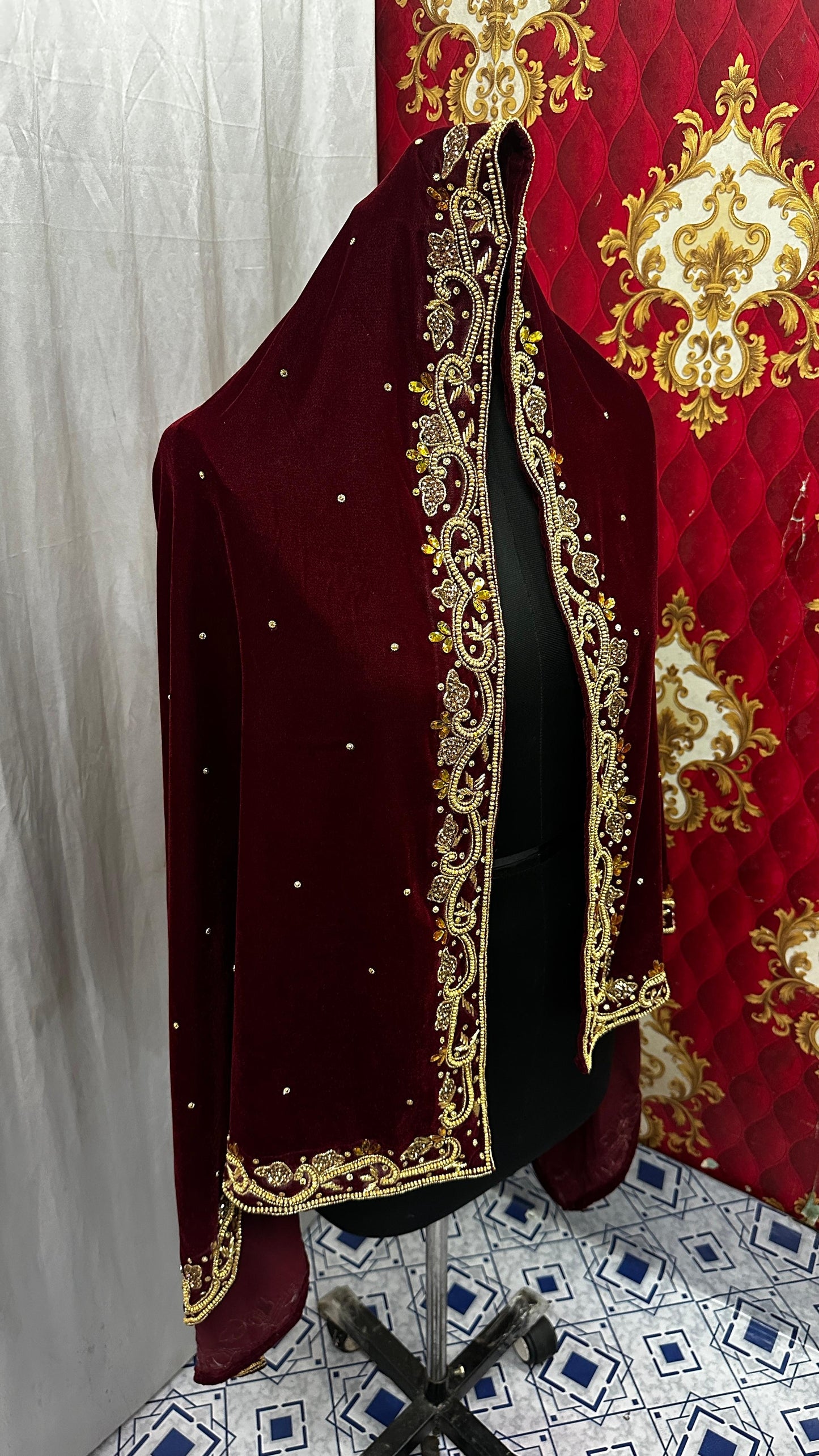 12 Tribe Logo Velvet Hand embroidery Headwrap Shawl