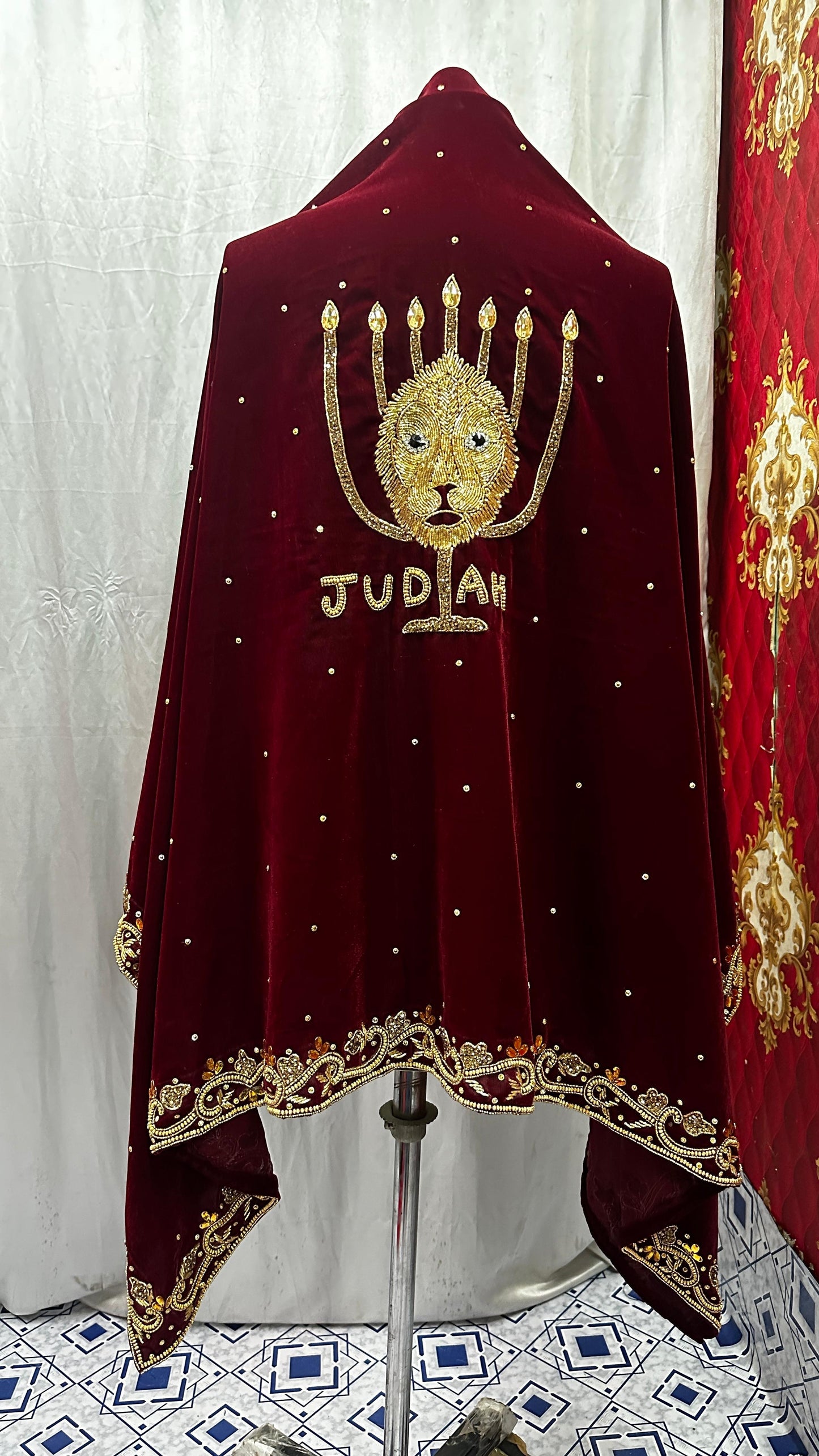 12 Tribe Logo Velvet Hand embroidery Headwrap Shawl