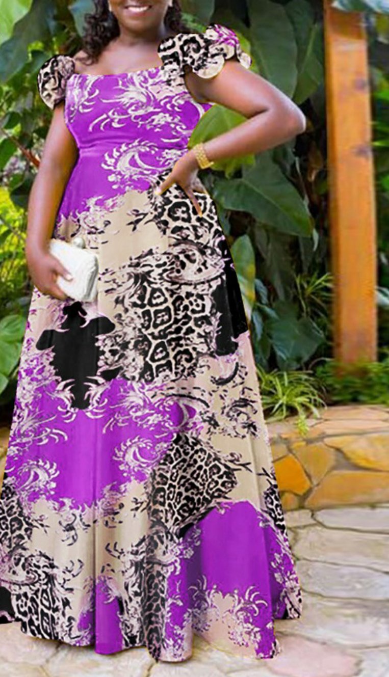 Printed Ruffled Sleeveless Maxi Dresses 3 colours