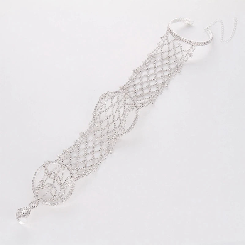 Rhinestone Hand Chain and Rings Bracelet