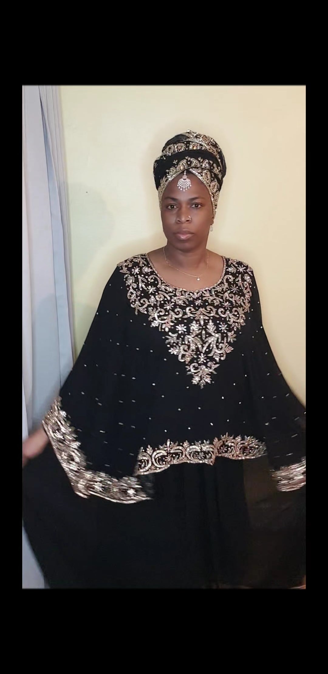 Gown with Luxurious Hand Embellish Menorah Cape Shawl