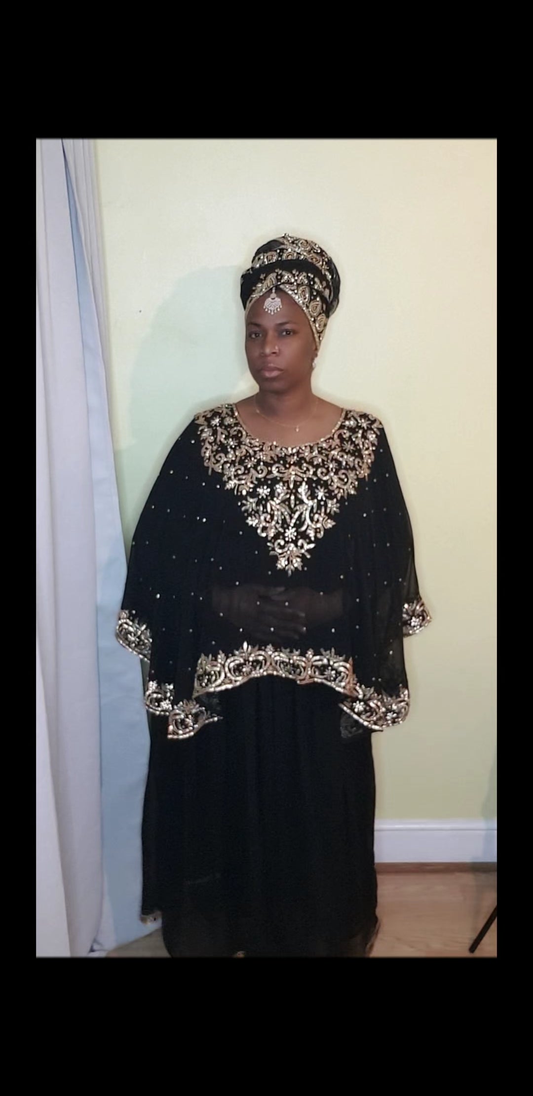 Gown with Luxurious Hand Embellish Menorah Cape Shawl