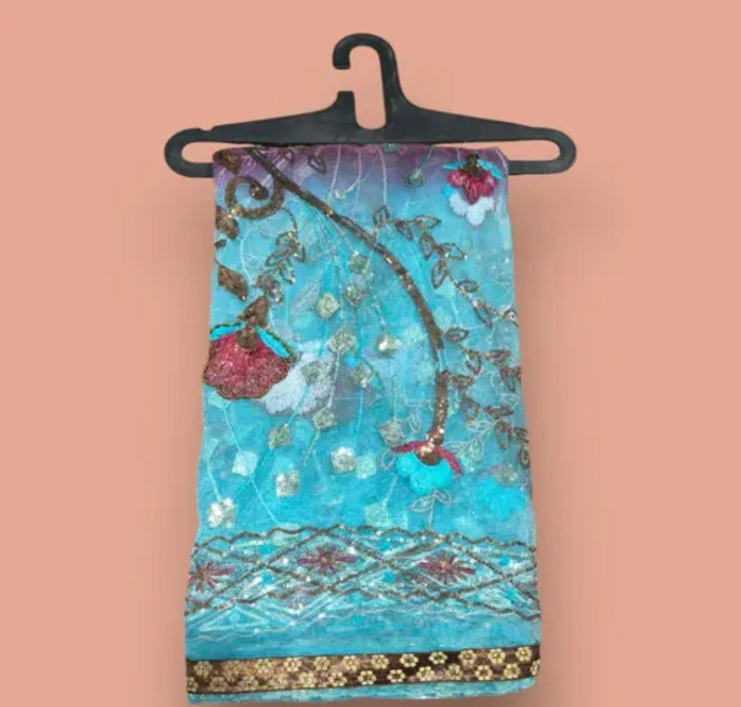 Bling Headwraps Over 10 colours to choose from. Handmade ombré georgette dupattas with sequins, embroidery & heavy borders. Shop unique ethnic styles uk