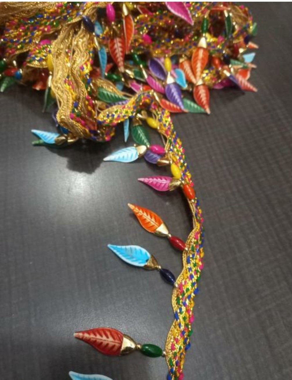 Multicolour Leaf Drop Tassel Fringe Lace