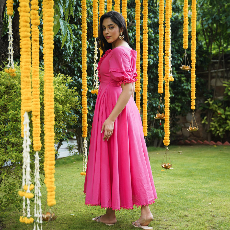 100% Cotton Summer Ruffle Tassel Twirl Dress