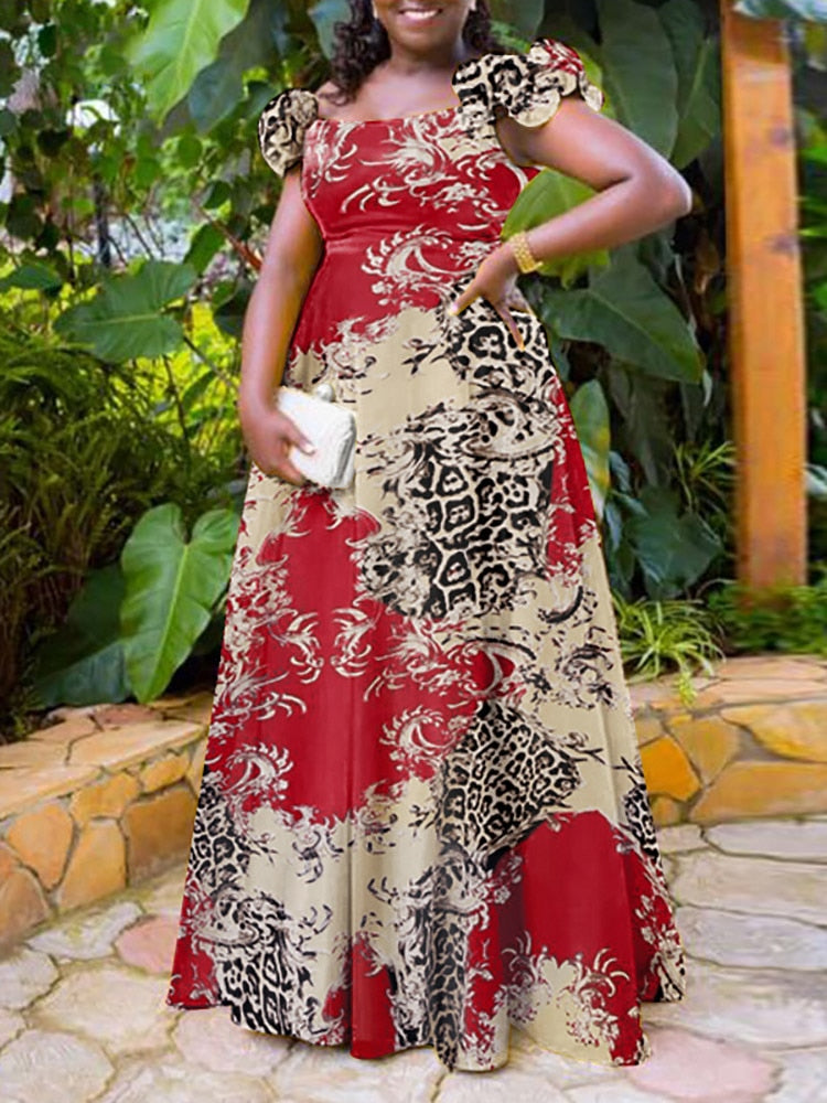 Printed Ruffled Sleeveless Maxi Dresses 3 colours