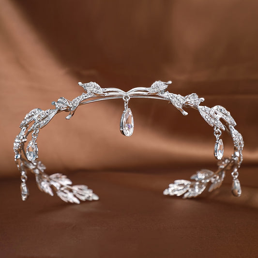 Baroque Rhinestone Crown Headband Bridal Wedding Hair fore head Accessory diadem tiara