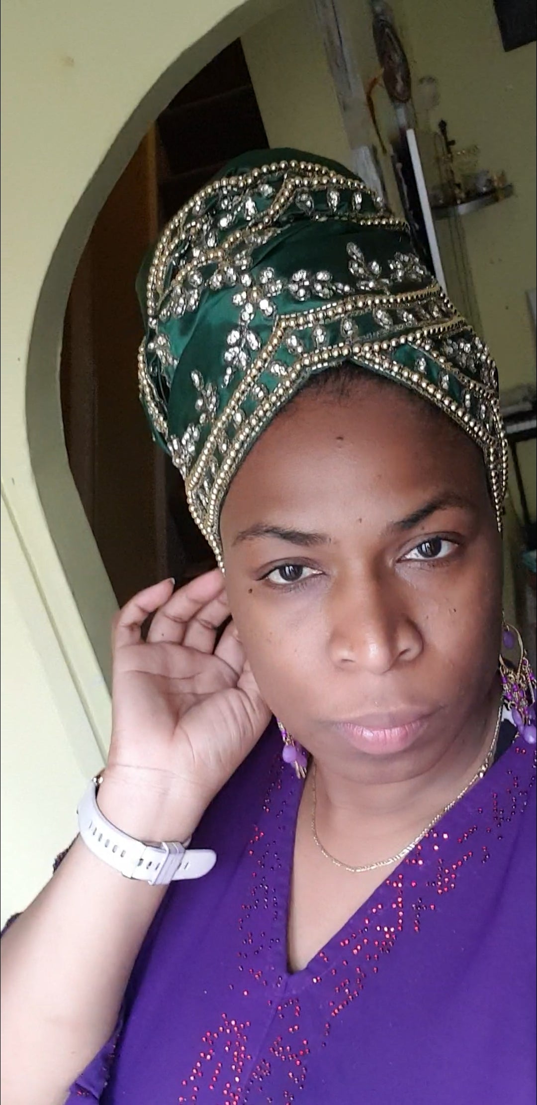 Satin Israelite Menorah HeadWrap Shawl 12 tribes Head covering Biblical