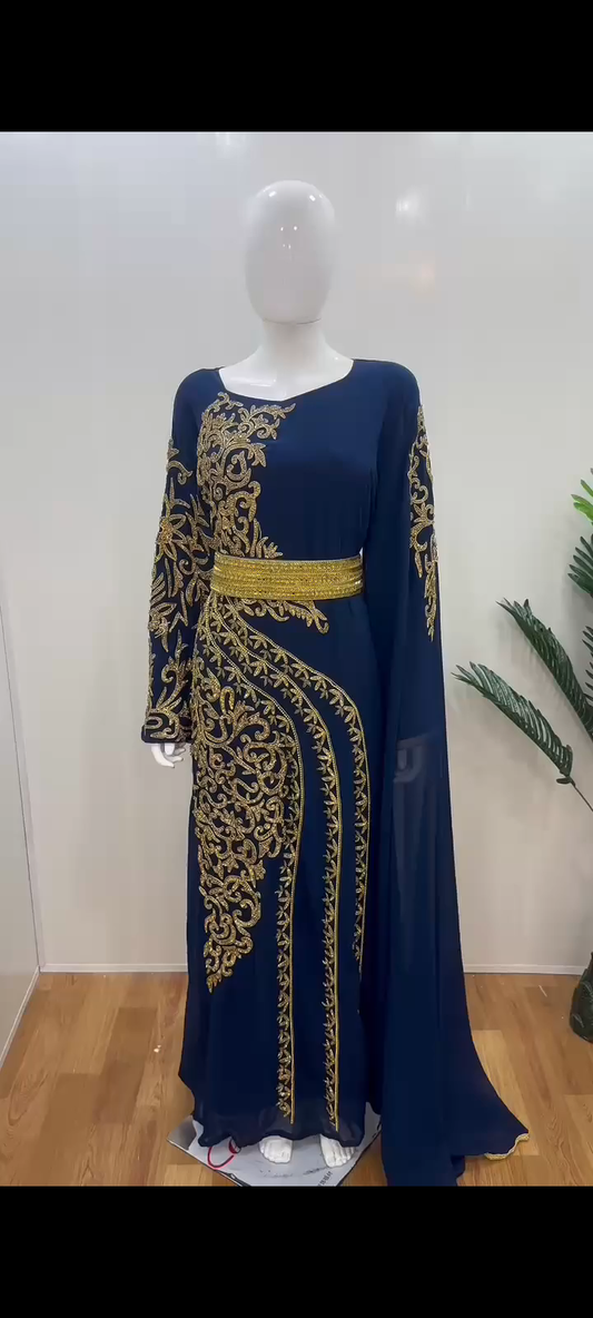 Bespoke Luxury Embroided One Statement Sleeve Gown