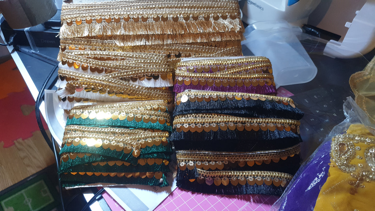 Two way Coin Tassel Fringes 6 Colours