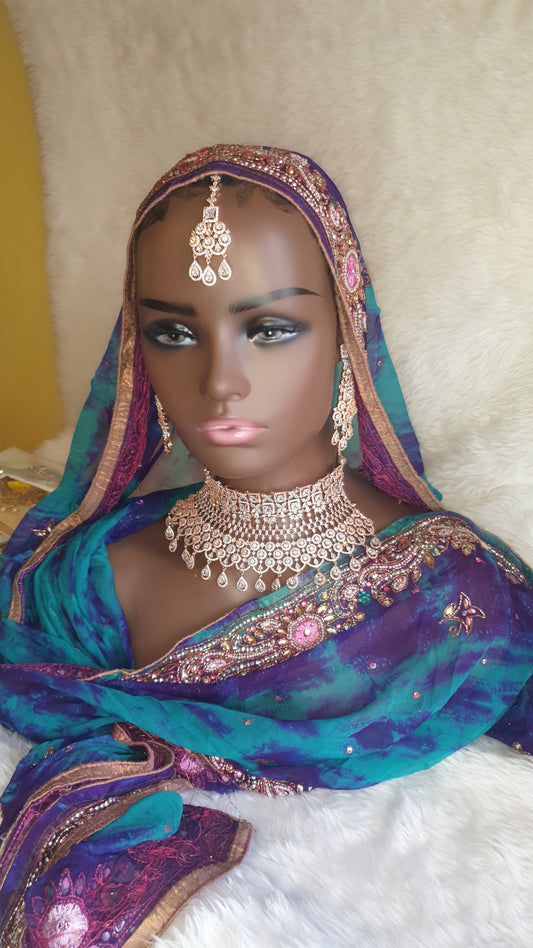 3pc Rose Gold Diamond Choker set