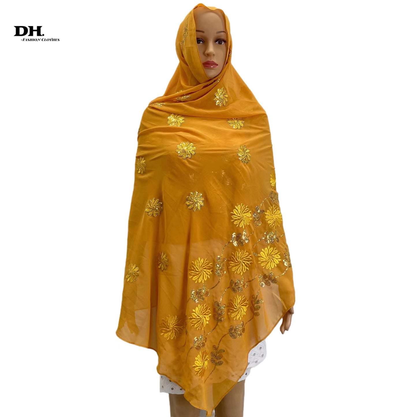 Soft Chiffon Fabric Sequins Embroidery Shawl Wrap