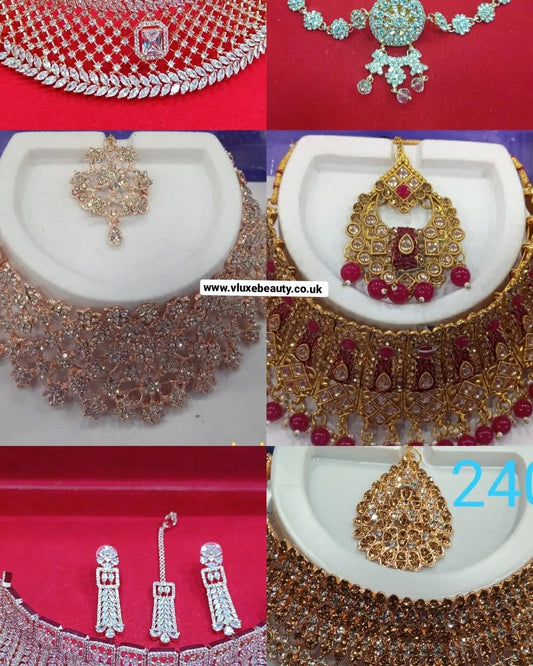 Rings, Bracelets, Nose chains, choker set, Head accesiories Mutiple types of jewellery
