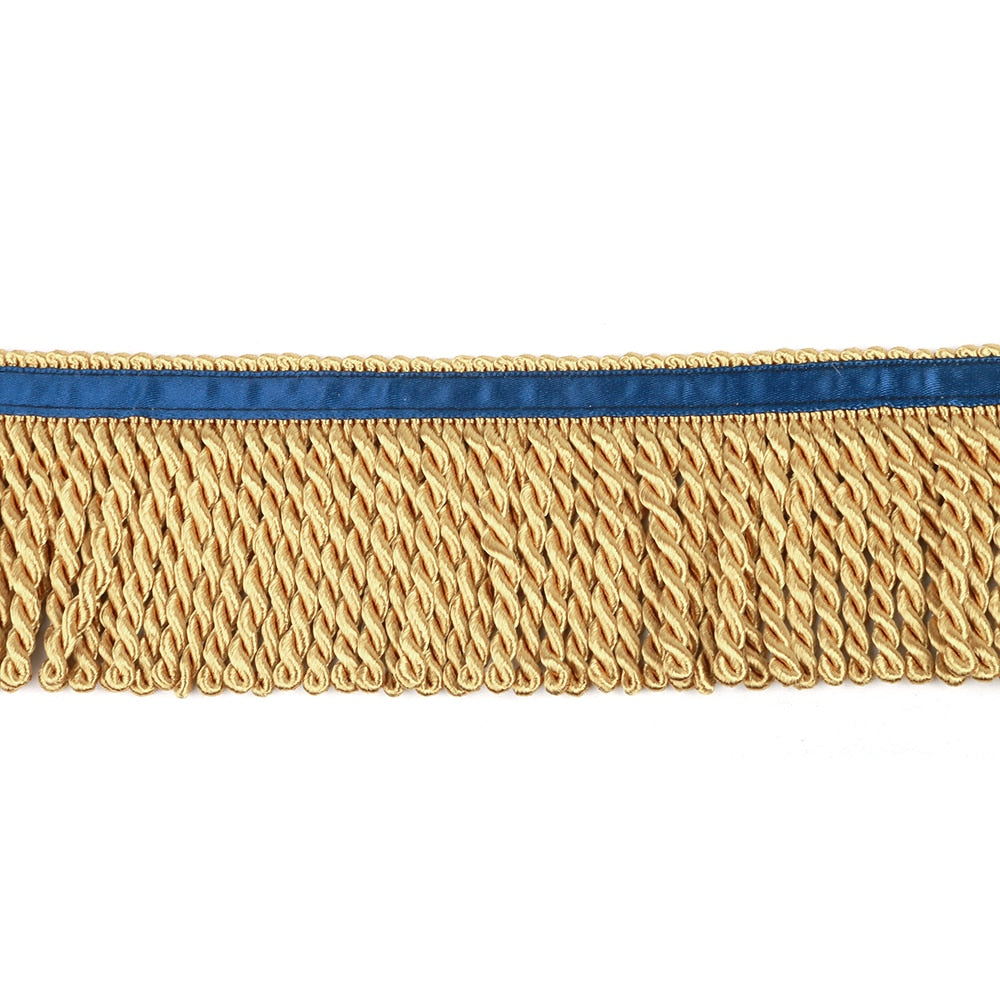 5 Yard Bulk Lace Twist Rope Fringe With Border Of Blue Ribbon