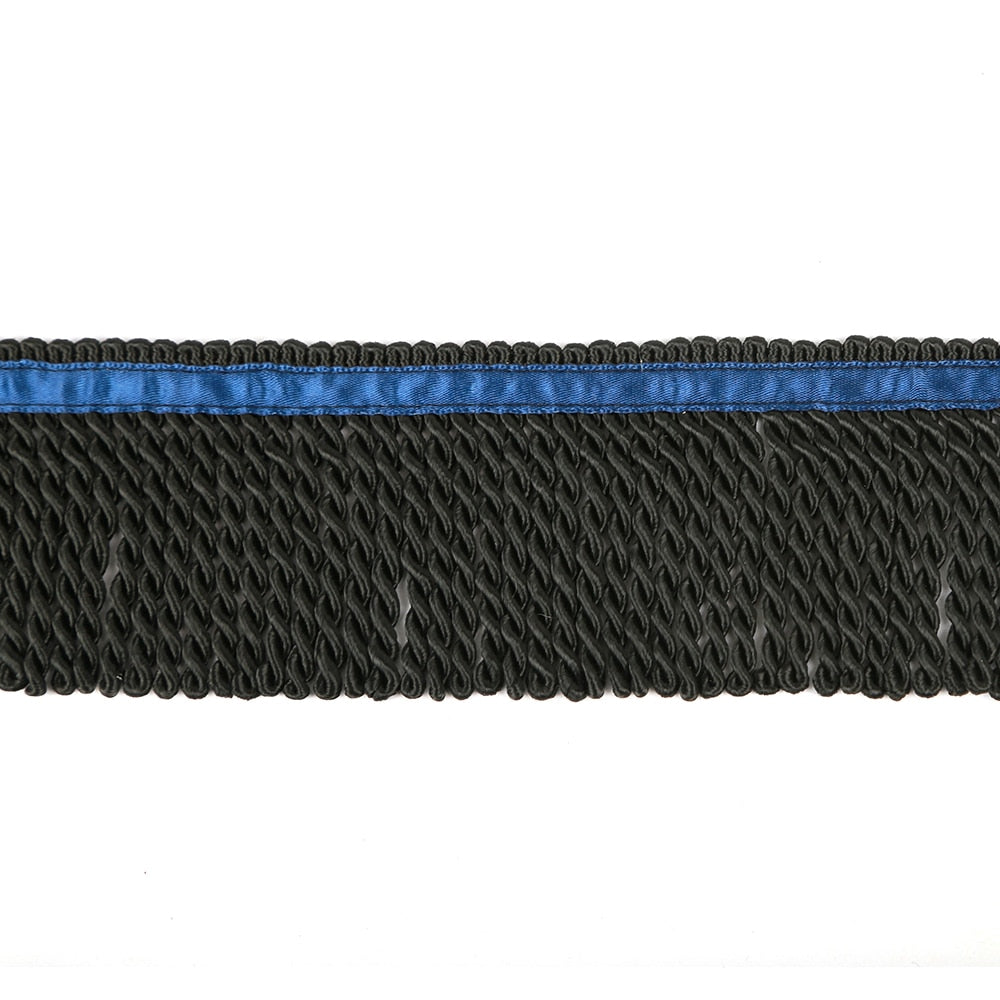 5 Yard Bulk Lace Twist Rope Fringe With Border Of Blue Ribbon
