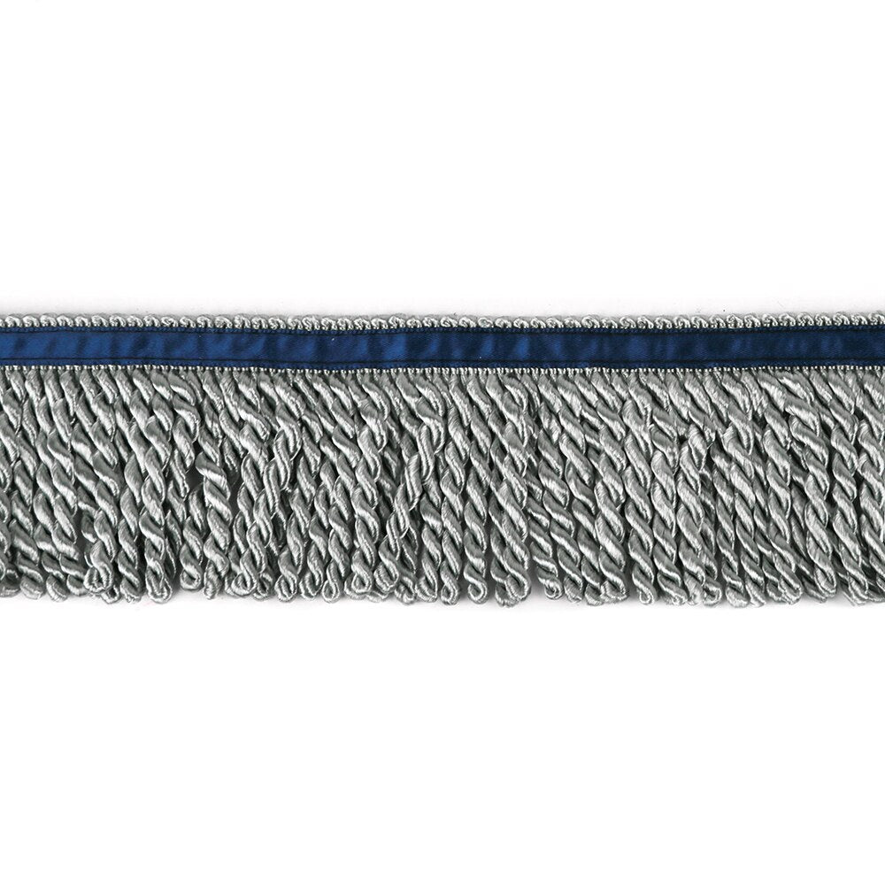 5 Yard Bulk Lace Twist Rope Fringe With Border Of Blue Ribbon