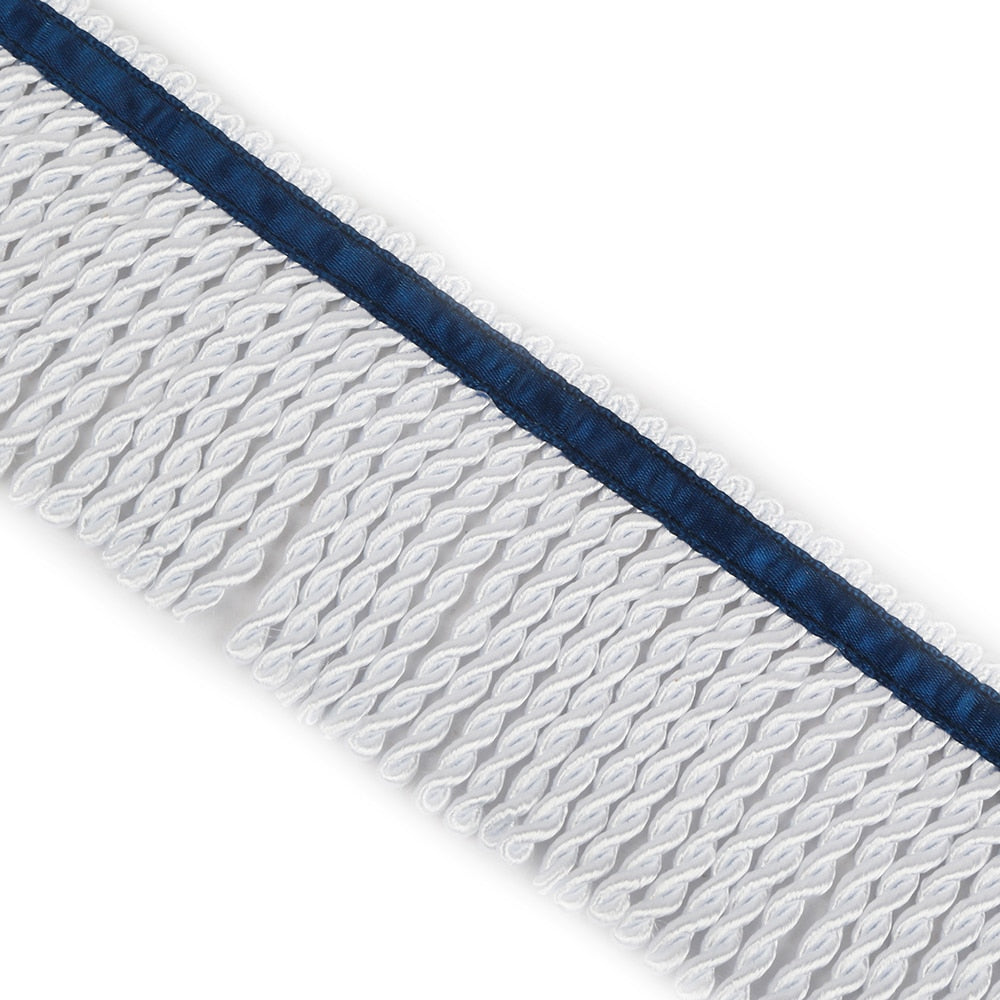 5 Yard Bulk Lace Twist Rope Fringe With Border Of Blue Ribbon