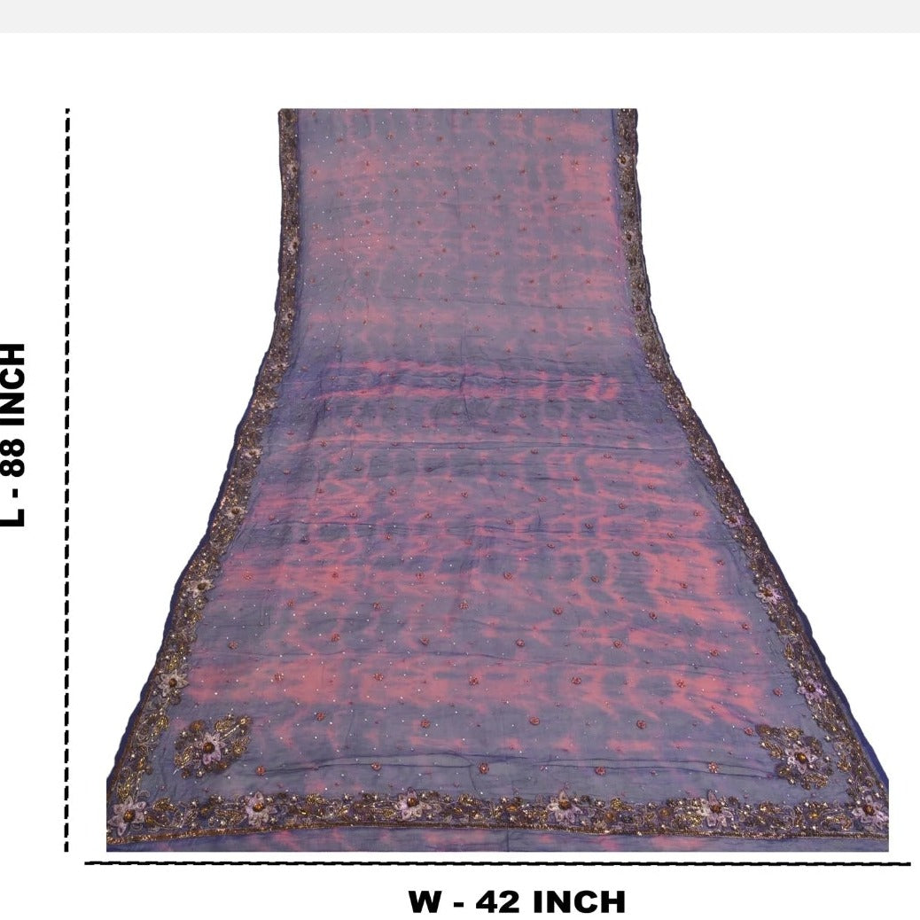 Hand Tied Dye embroided Purple Long 100% Fabric Scarf
