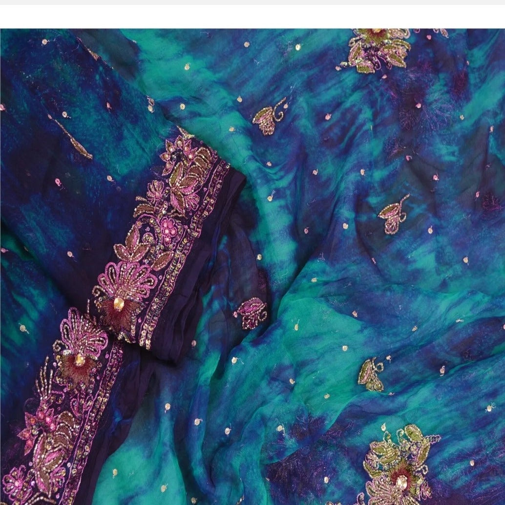 Blue and Green HandMade 100% Fabric