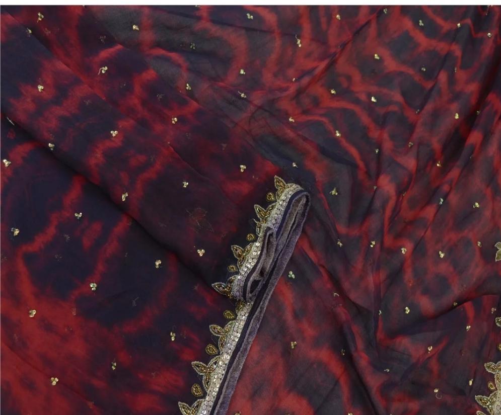 Red and Blue Headwrap Veil Shawl Bride Bridal