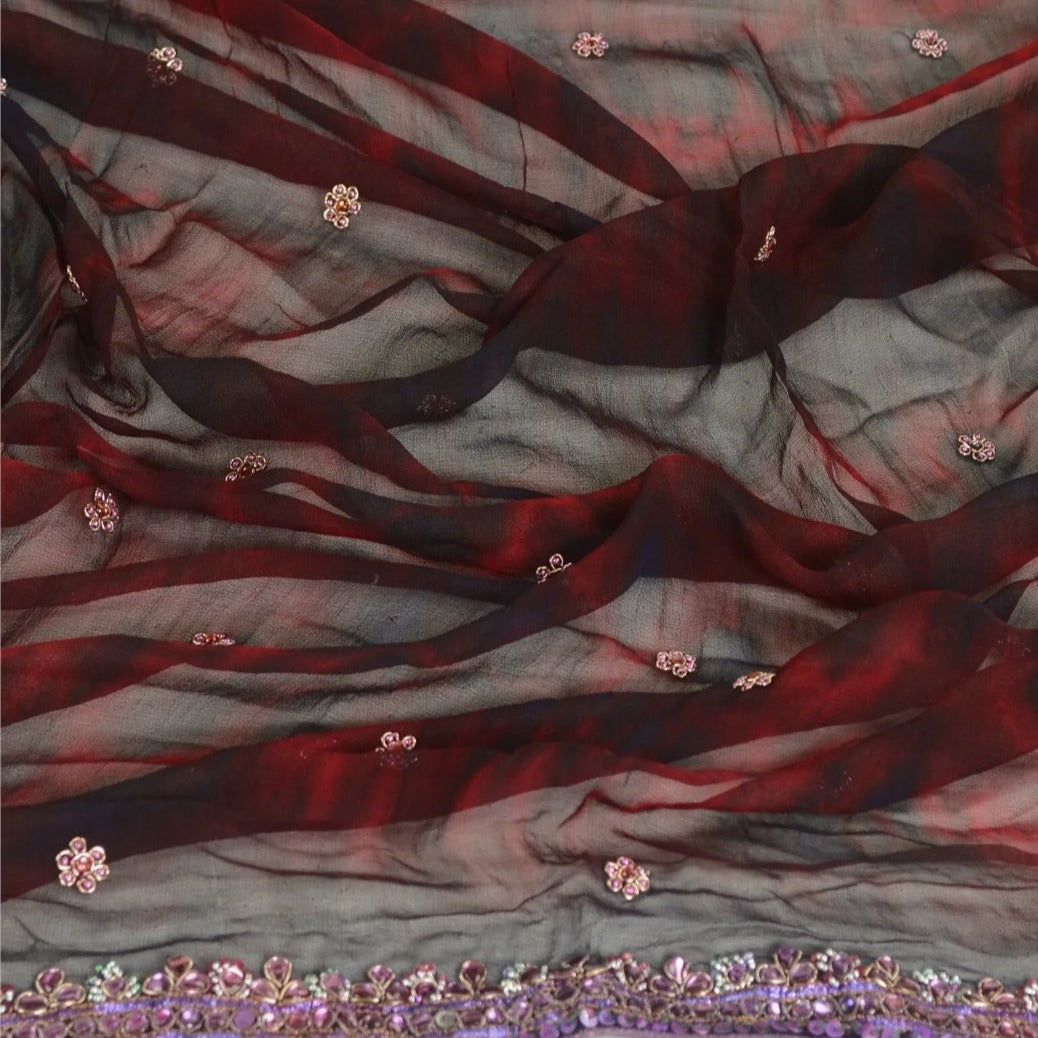 Red tie dye style Headwrap Veil Shawl Bride Bridal