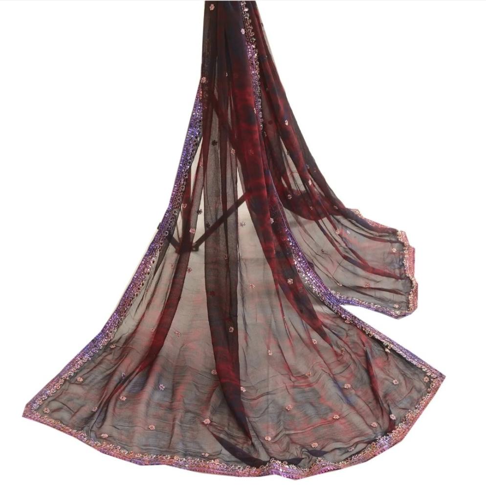 Red tie dye style Headwrap Veil Shawl Bride Bridal