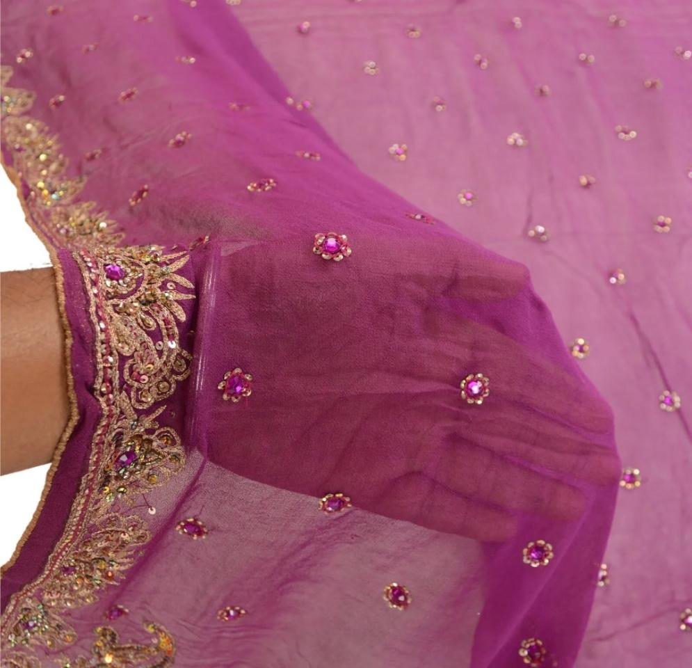 Purple & Gold Headwrap Veil Shawl Bride Bridal