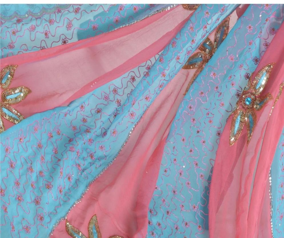 Pink and Blue Headwrap Veil Shawl Bride Bridal