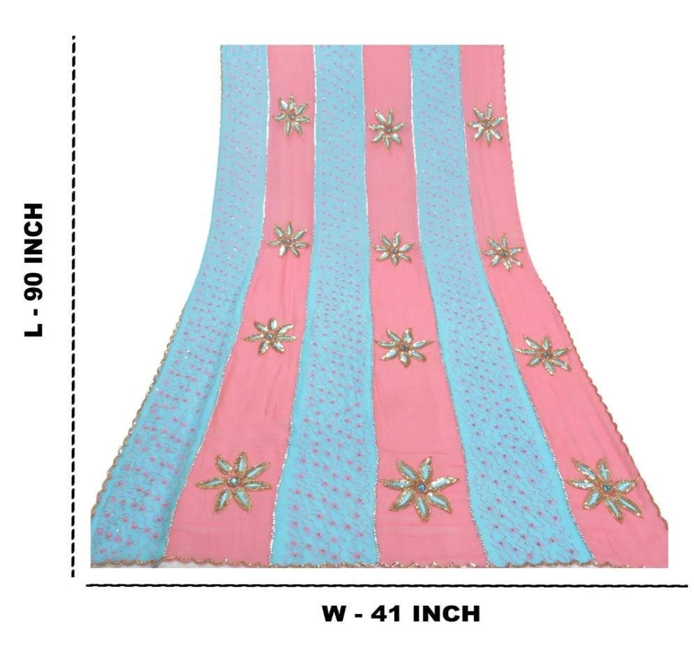 Pink and Blue Headwrap Veil Shawl Bride Bridal