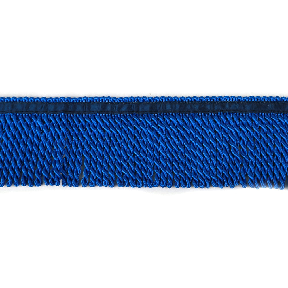5 Yard Bulk Lace Twist Rope Fringe With Border Of Blue Ribbon