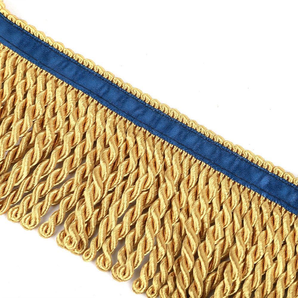 5 Yard Bulk Lace Twist Rope Fringe With Border Of Blue Ribbon