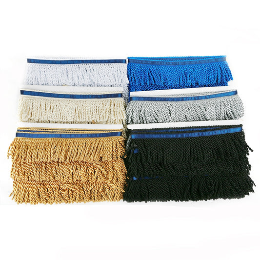 5 Yard Bulk Lace Twist Rope Fringe With Border Of Blue Ribbon