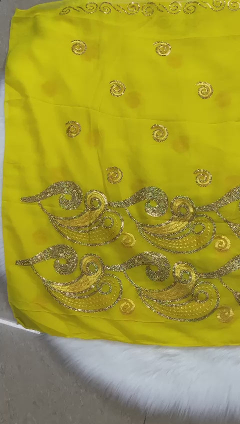 Paisley Sequin Embroidery Chiffon Soft Fabric Headwrap shawl