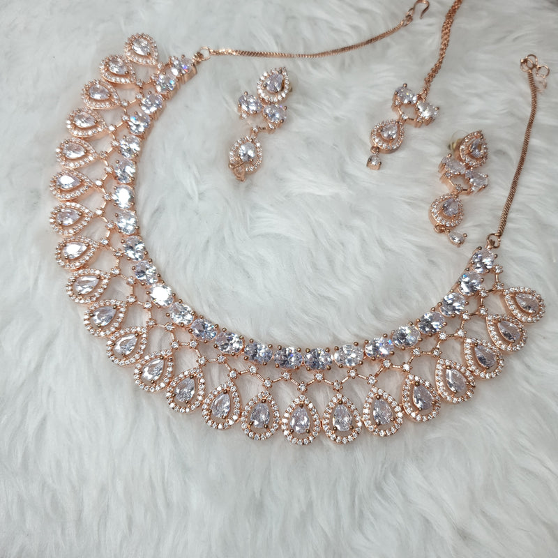 Crystal Drop 3pc Necklace  Set