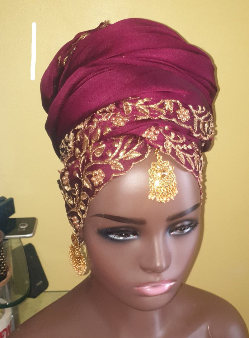 Embroided Headwrap scarf shawl