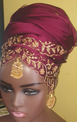 Embroided Headwrap scarf shawl