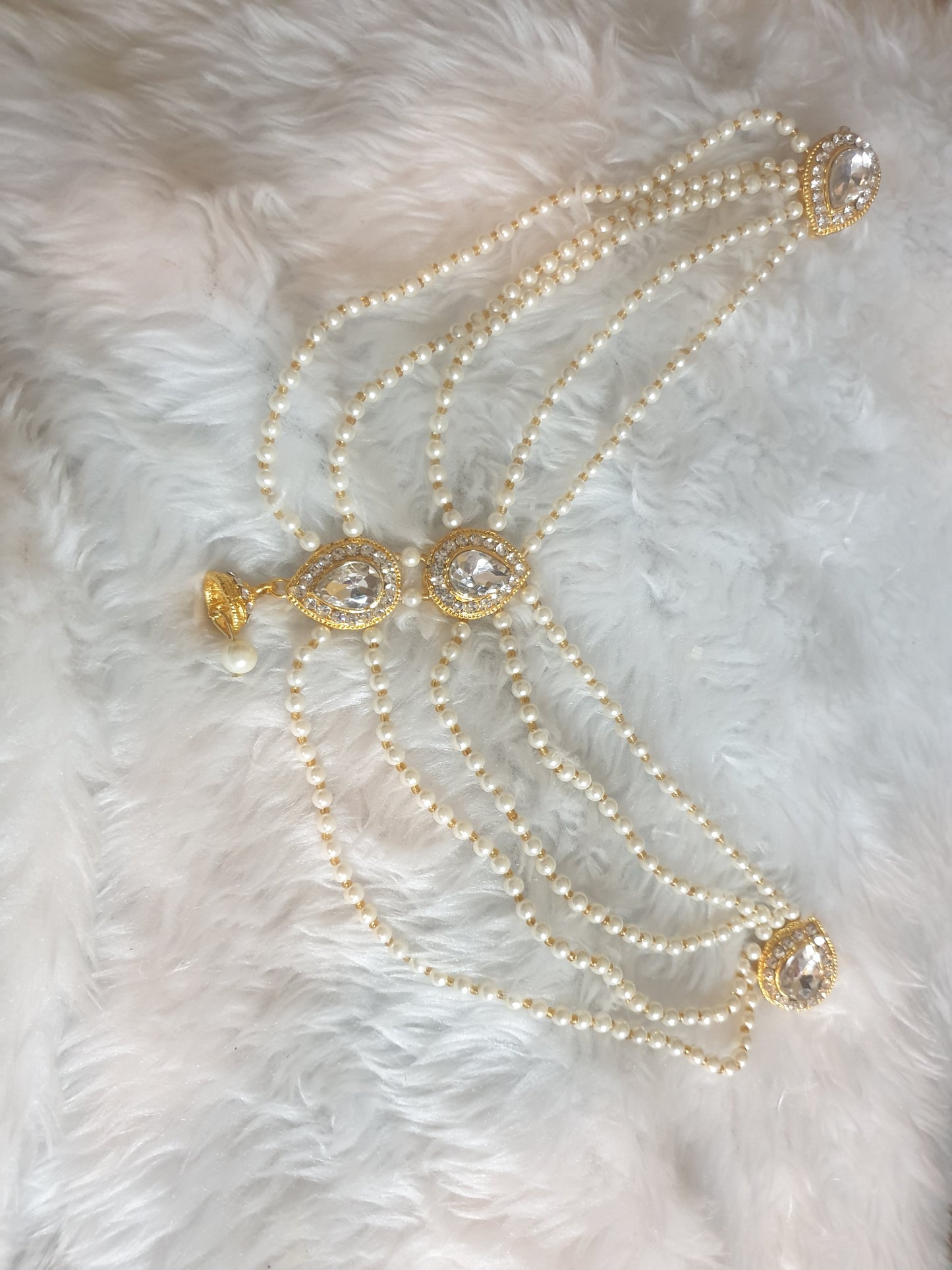 Pearl Hair Forehead Headwrap decoratiom Brooch 3