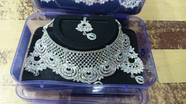 Ultra Sparkle Silver Choker Set