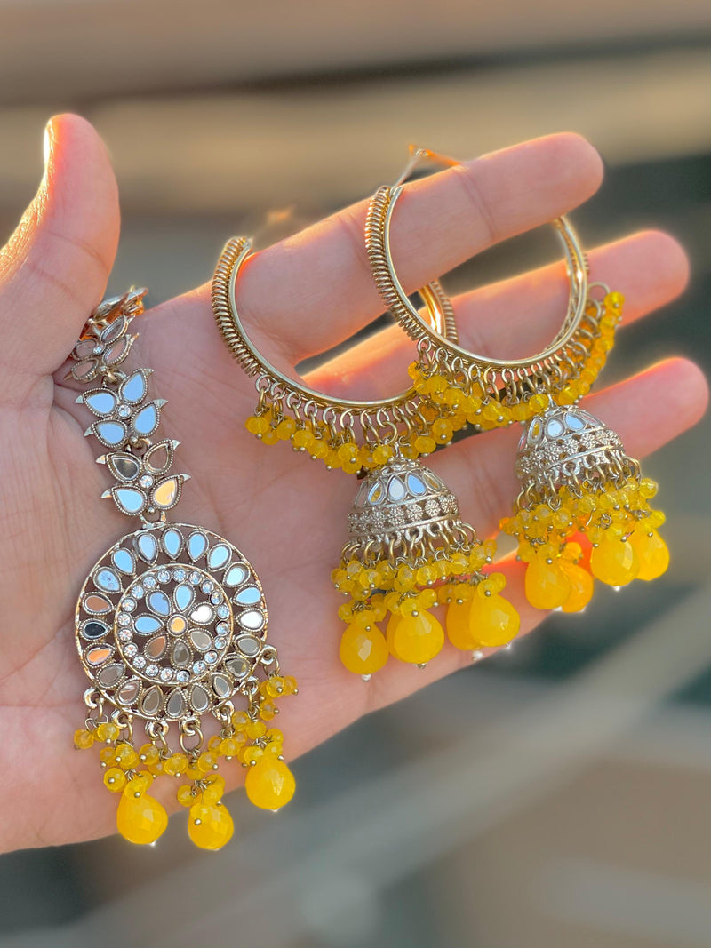 Beaded Dangle Earring and Forehead Tikka set Collection