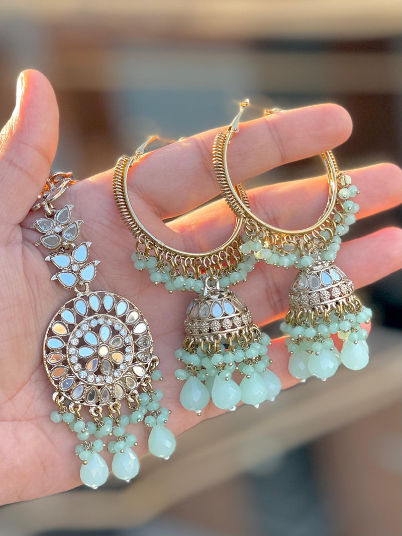 Beaded Dangle Earring and Forehead Tikka set Collection