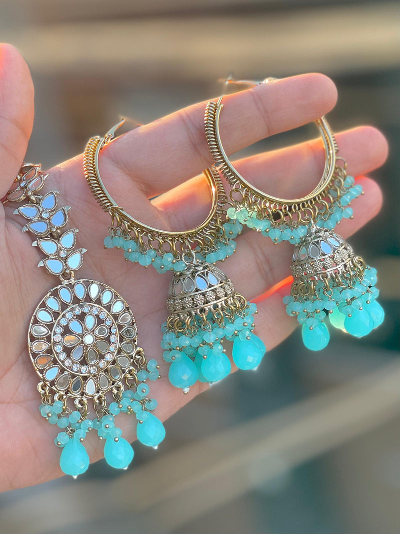 Beaded Dangle Earring and Forehead Tikka set Collection