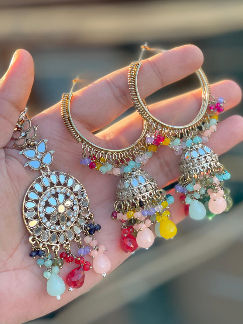 Beaded Dangle Earring and Forehead Tikka set Collection