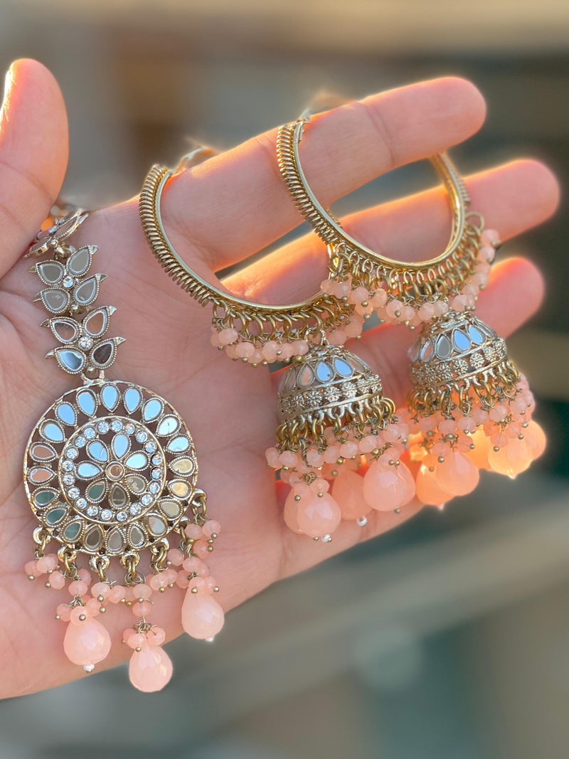 Beaded Dangle Earring and Forehead Tikka set Collection