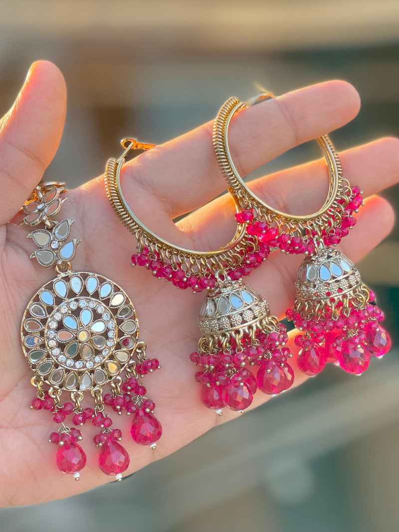 Beaded Dangle Earring and Forehead Tikka set Collection